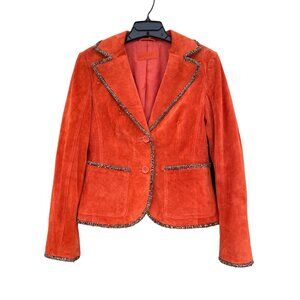 Betty Barclay leather women’s 38 US Orange blazer suit jacket coat small SM S